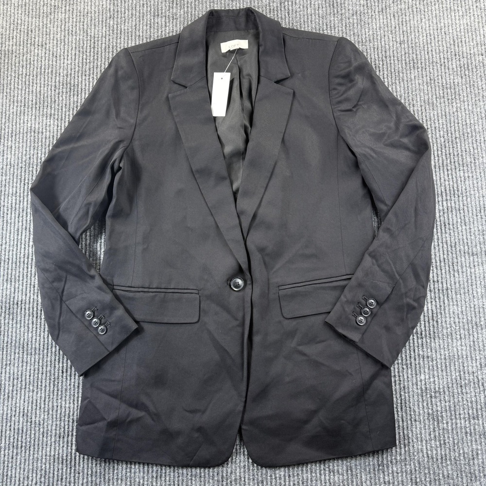 LOFT Blazer Womens 2 Black Lyocell Lined One Button Career Jacket Office New